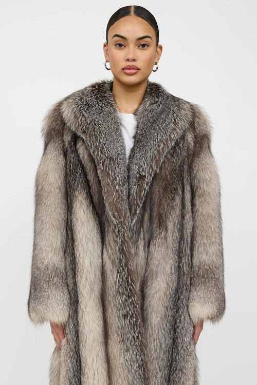 VSP Archive Striped Fur Collared Coat