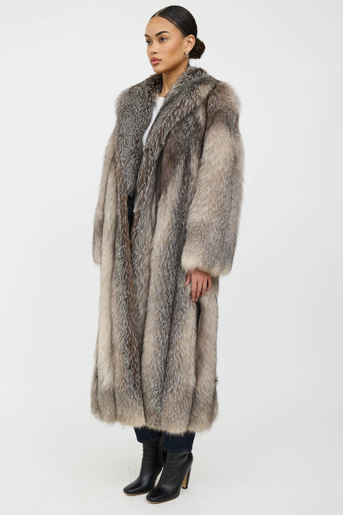 VSP Archive Striped Fur Collared Coat