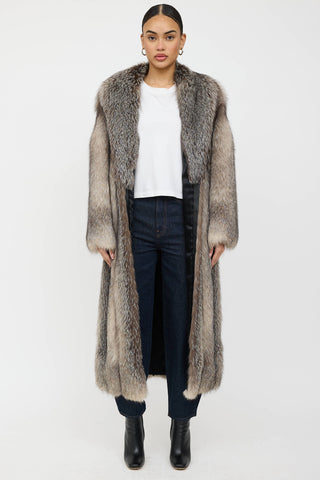 VSP Archive Striped Fur Collared Coat