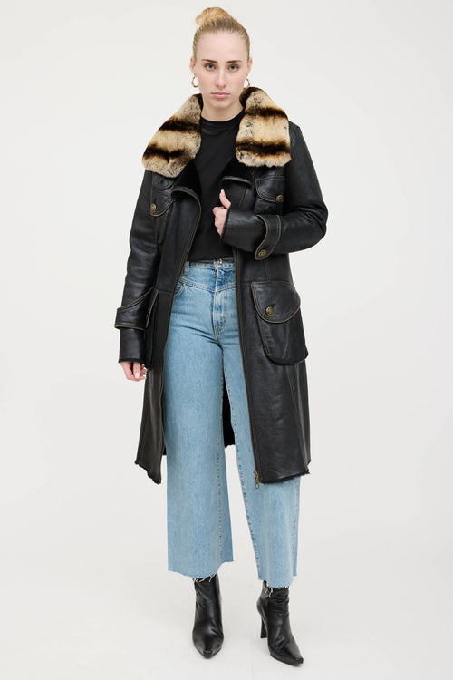 VSP Archive Leather and Fur Trim Coat