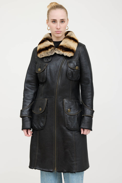 VSP Archive Leather and Fur Trim Coat