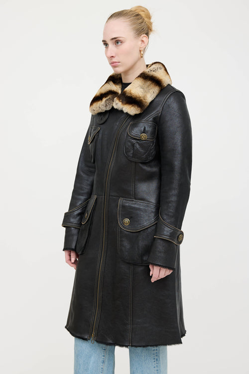 VSP Archive Leather and Fur Trim Coat