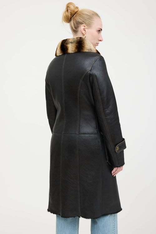 VSP Archive Leather and Fur Trim Coat