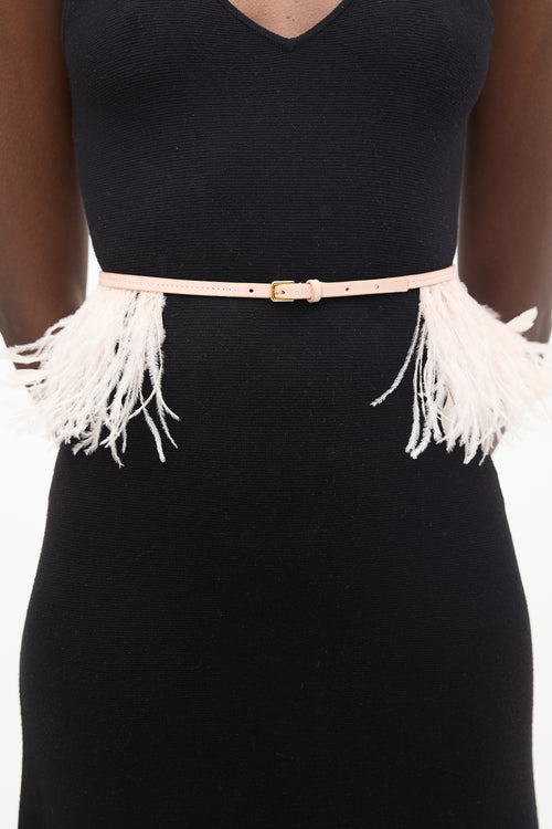 VSP Archive Pink Leather & Feather Fringe Belt