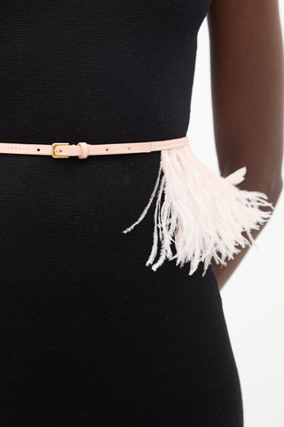 VSP Archive Pink Leather & Feather Fringe Belt