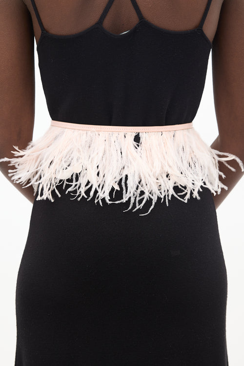 VSP Archive Pink Leather & Feather Fringe Belt