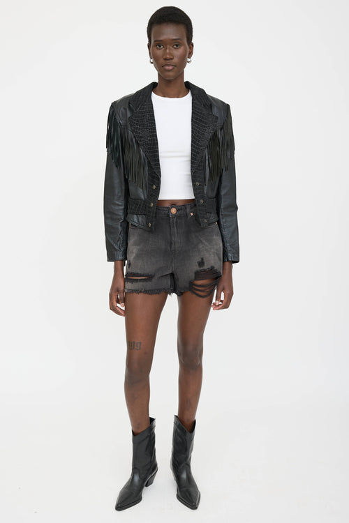 VSP Archive Leather Fringe Panel Jacket