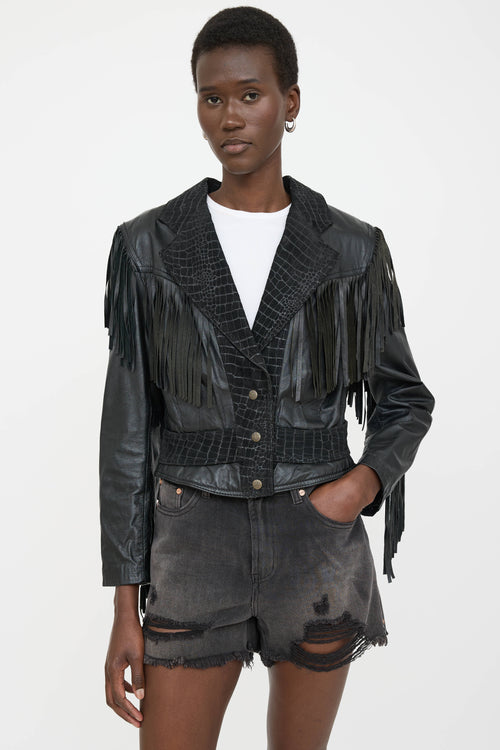 VSP Archive Leather Fringe Panel Jacket