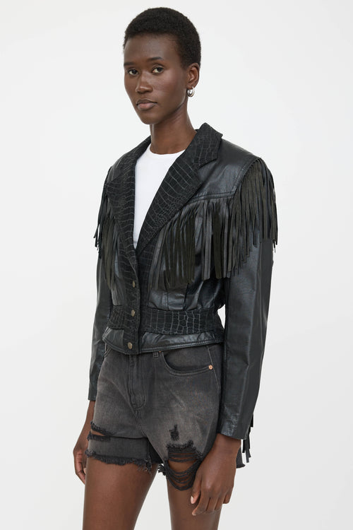 VSP Archive Leather Fringe Panel Jacket