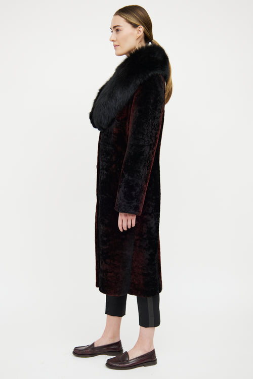 VSP Archive Sheared Red & Black Fur Coat