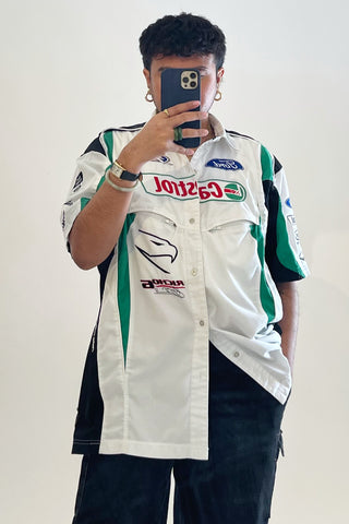 VSP Archive Green & White Graphic Racing Top