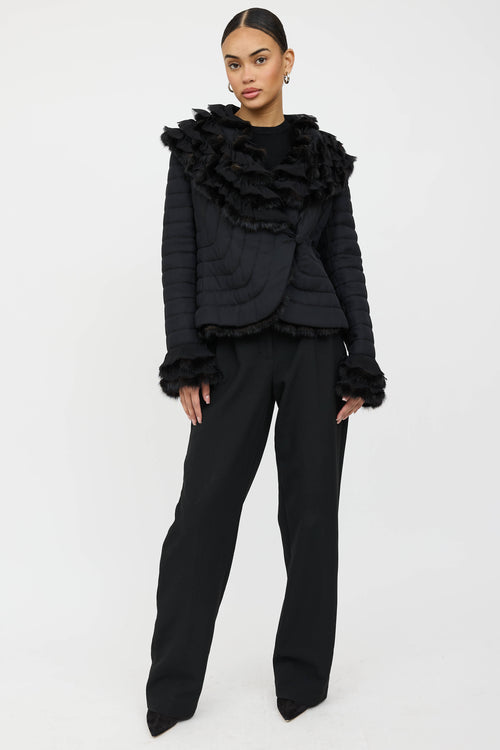 VSP Archive Silk Fur Trim Ruffled Jacket