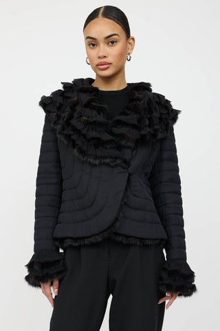 VSP Archive Silk Fur Trim Ruffled Jacket