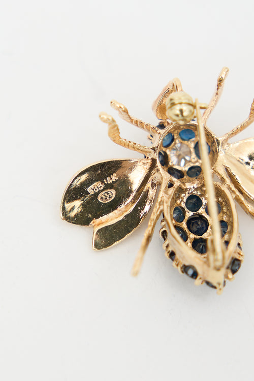 Fine Jewelry 14k Gold & Sapphire Brooch