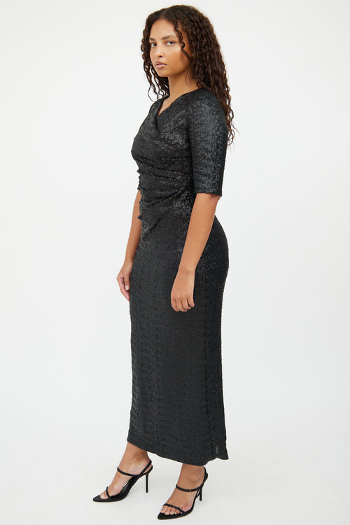 VSP Archive Black Sequin Ruched Dress