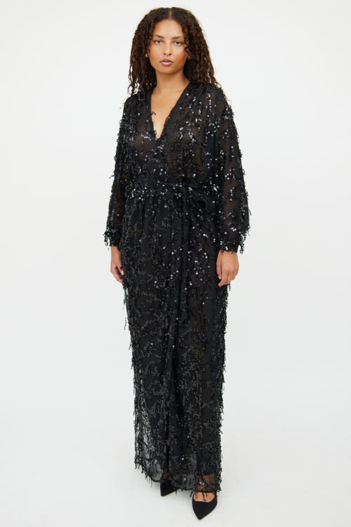 VSP Archive Black Sequin Maxi Dress