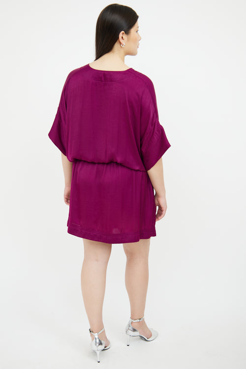 VSP Archive Purple Applique Pleated Cinch Dress