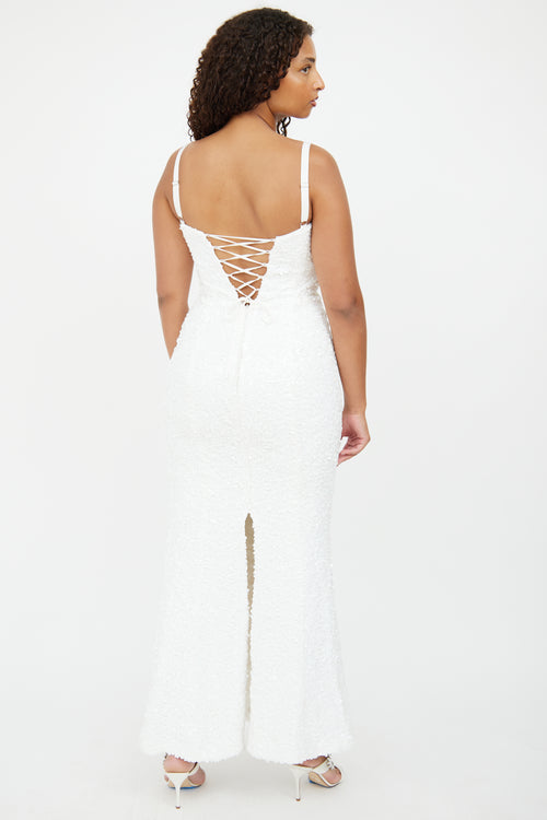 VSP Archive White Ruby Sequin Gown