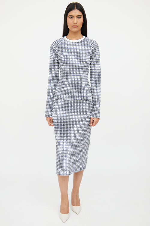 Victoria Beckham White & Blue Woven Co-Ord Set