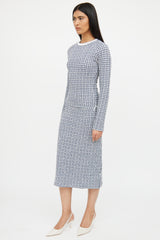 Victoria Beckham White & Blue Woven Co-Ord Set