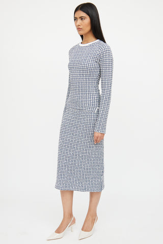 Victoria Beckham White & Blue Woven Co-Ord Set