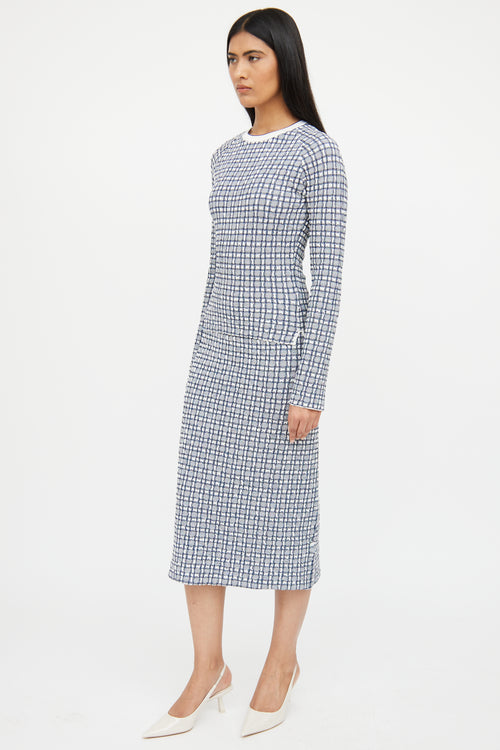 Victoria Beckham White & Blue Woven Co-Ord Set