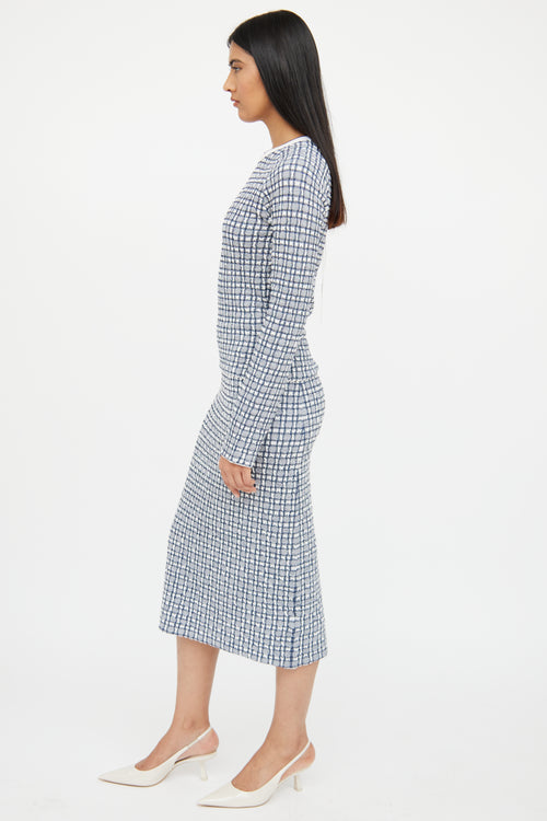 Victoria Beckham White & Blue Woven Co-Ord Set