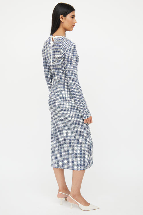 Victoria Beckham White & Blue Woven Co-Ord Set