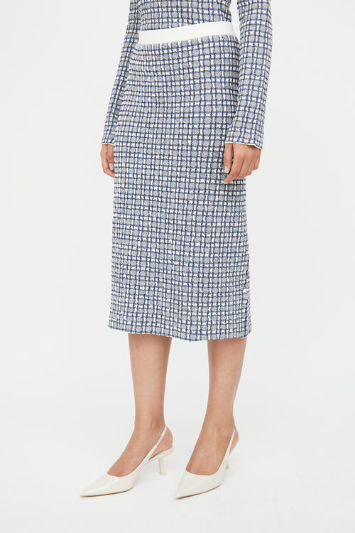 Victoria Beckham White & Blue Woven Co-Ord Set