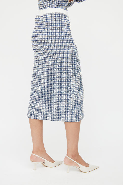 Victoria Beckham White & Blue Woven Co-Ord Set