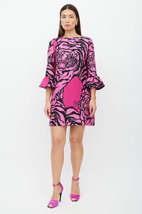 Valentino 1968 Pink and Black Printed Dress