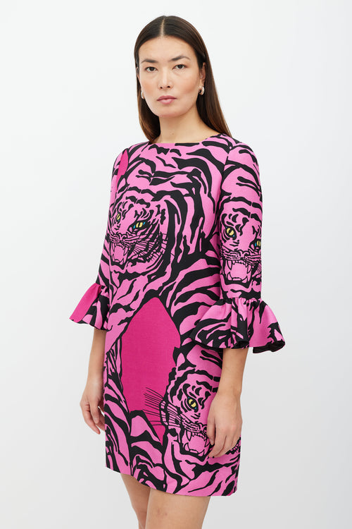 Valentino 1969 Pink and Black Printed Dress