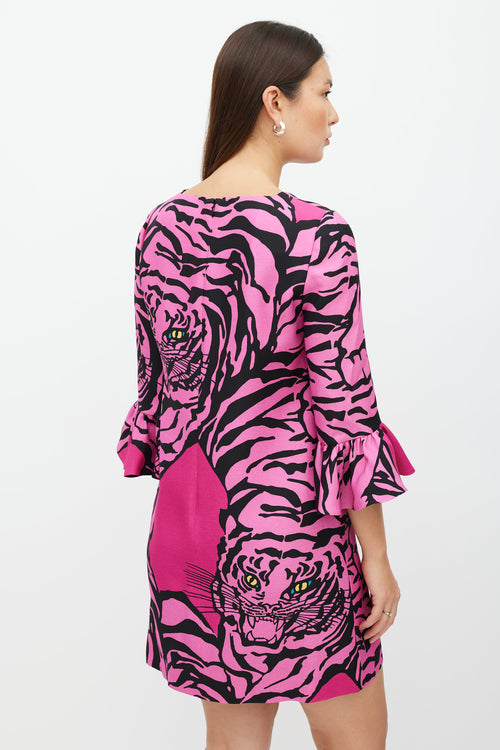 Valentino 1971 Pink and Black Printed Dress
