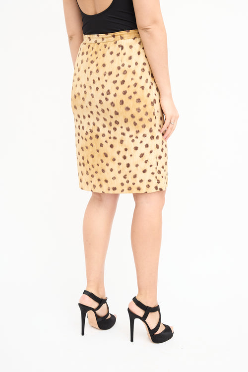 Valentino 1980s Beige & Brown Printed Skirt