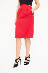 Valentino 1980s Red Wool Skirt