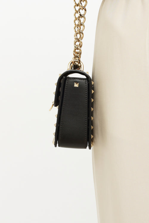 Valentino Black Rockstud Chain Flap  Shoulder Bag