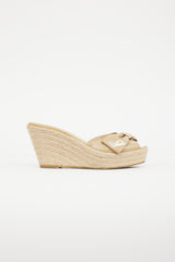 Valentino Beige Patent Espadrille Bow Sandal