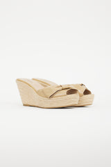 Valentino Beige Patent Espadrille Bow Sandal