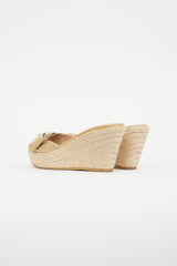 Valentino Beige Patent Espadrille Bow Sandal