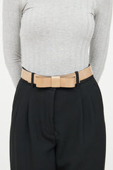 Valentino Beige Patent Leather Bow Belt
