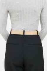 Valentino Beige Patent Leather Bow Belt