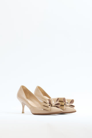 Valentino Beige Patent Leather Bow Pump