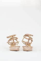 Valentino Beige Patent Rockstud Caged Pump