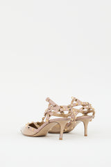 Valentino Beige Patent Rockstud Caged Pump
