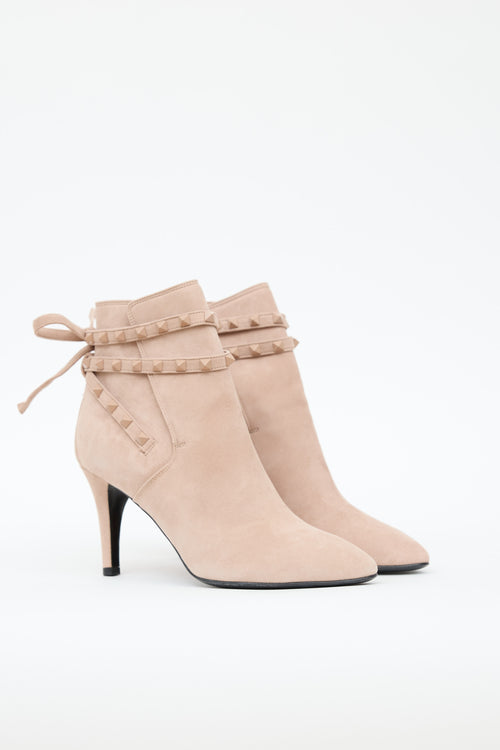 Valentino Suede Rock Stud Ankle Boot