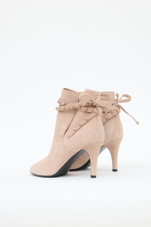 Valentino Suede Rock Stud Ankle Boot