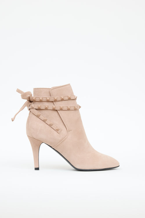 Valentino Suede Rock Stud Ankle Boot
