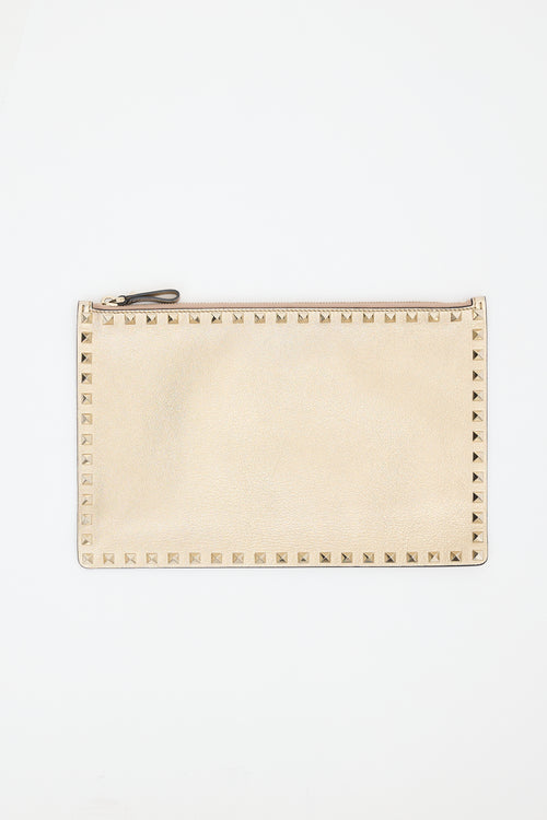 Valentino Metallic Leather Rockstud Pouch