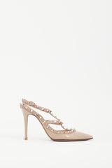 Valentino Beige & Gold Rockstud Strappy Heel