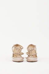 Valentino Beige & Gold Rockstud Strappy Heel